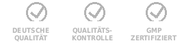 Siegel für deutsche Qualität und GMP von Erexiva